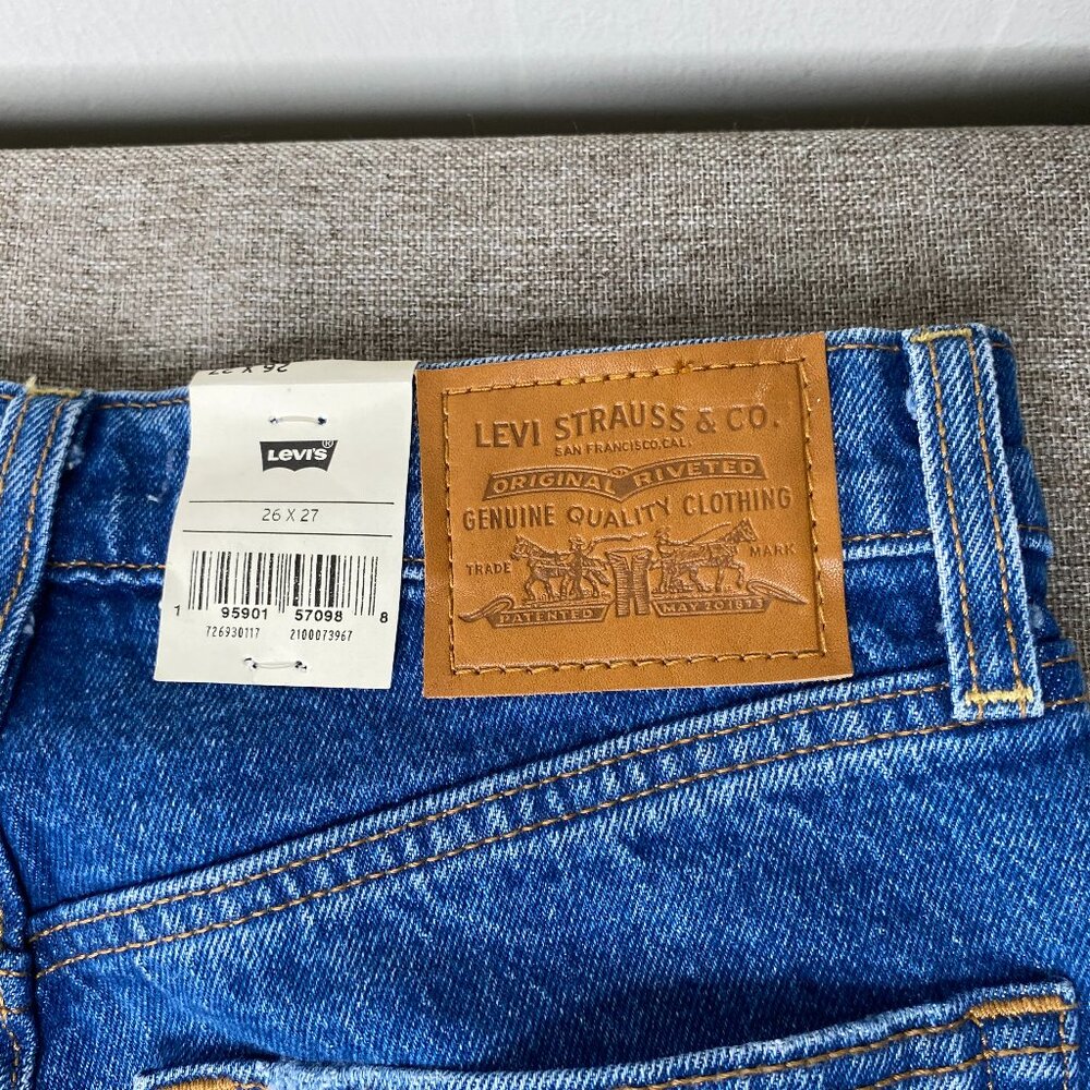 Levi's Ribcage Straight Ankle Denim Jeans Women 26 High Rise Blue Distressed NWT - Picture 8 of 16